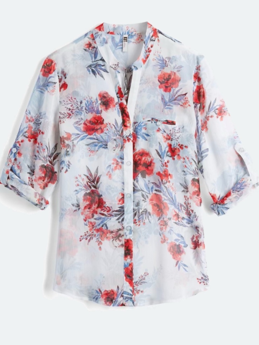 Kut from the Kloth White Button-Down Blouse with Floral Print